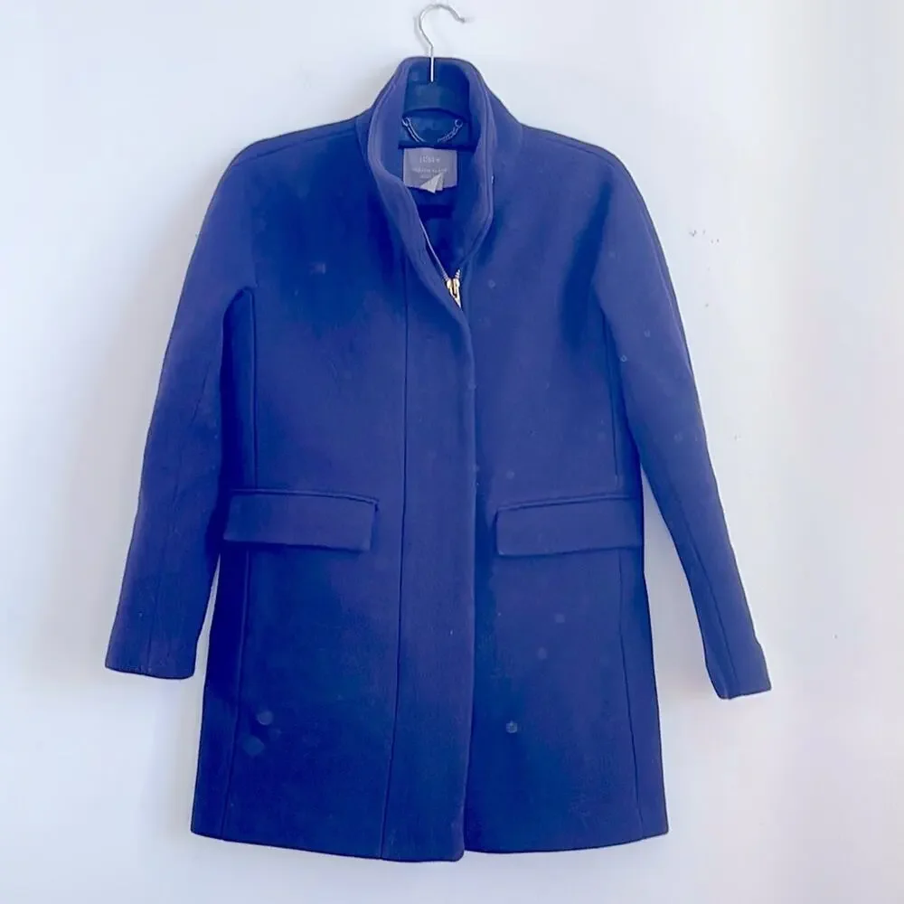 J. Crew Cocoon Stadium Cloth wool blend full zip mock neck midi coat sz 0